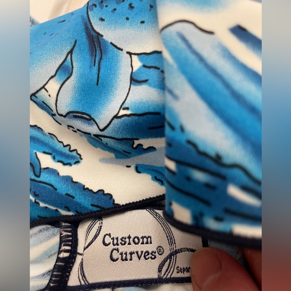 ⬇️ 3 for $21 ⬇️ Custom Curves large print blue & black print Tankini Top. - Picture 2 of 9